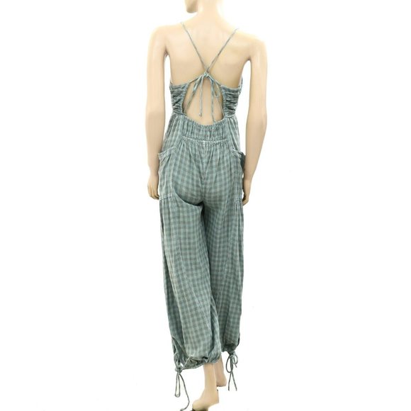 Free People Sundaze For Surfin' Dress Woven Striped Cotton Jumpsuit XS - Picture 6 of 7